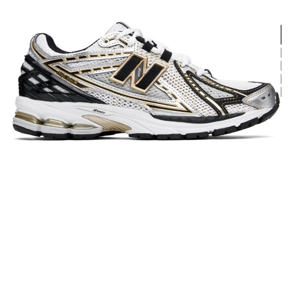 New Balance White Black Gold Running Sneakers